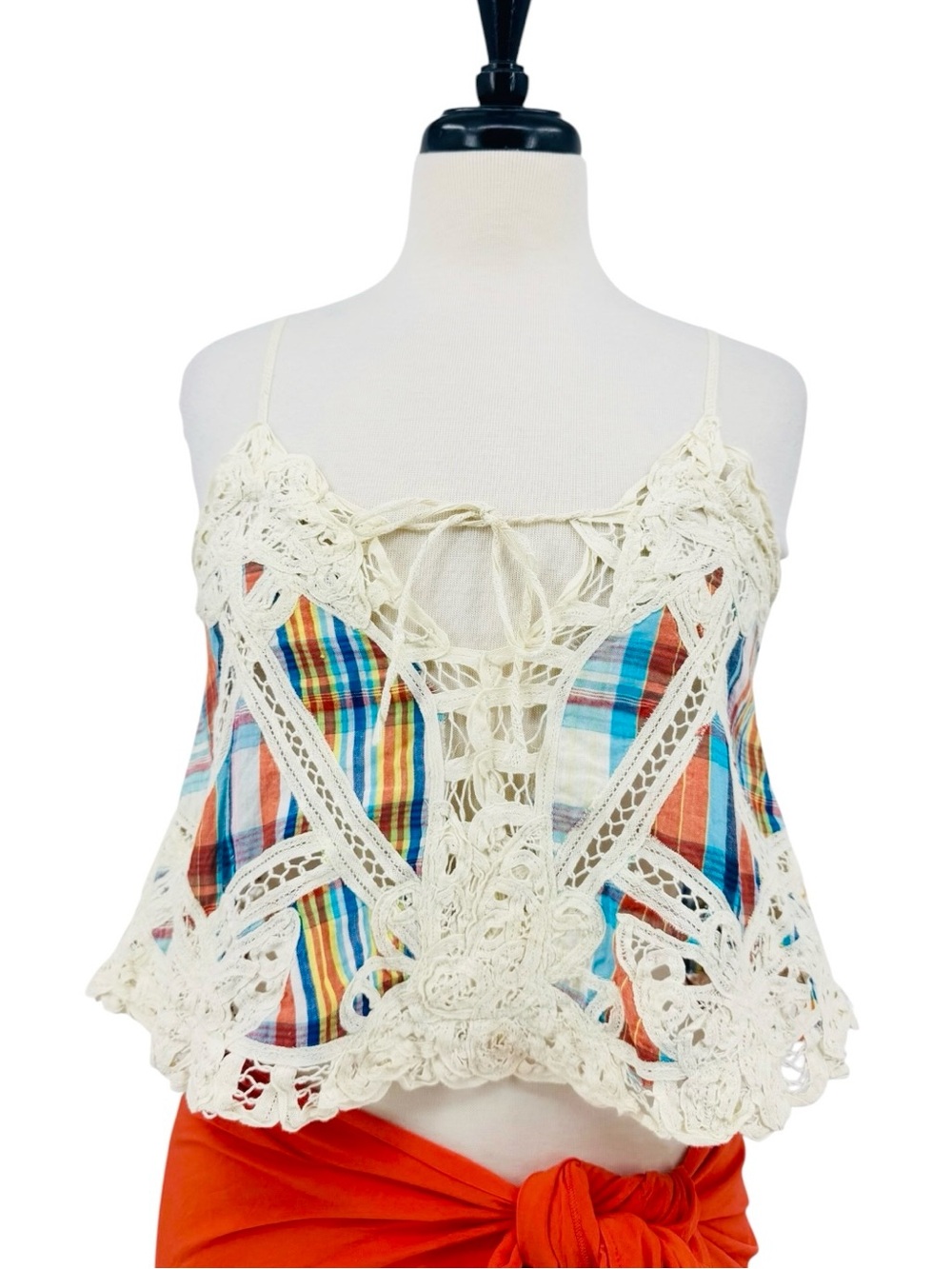 Free People Patchwork Crochet Boho Cami